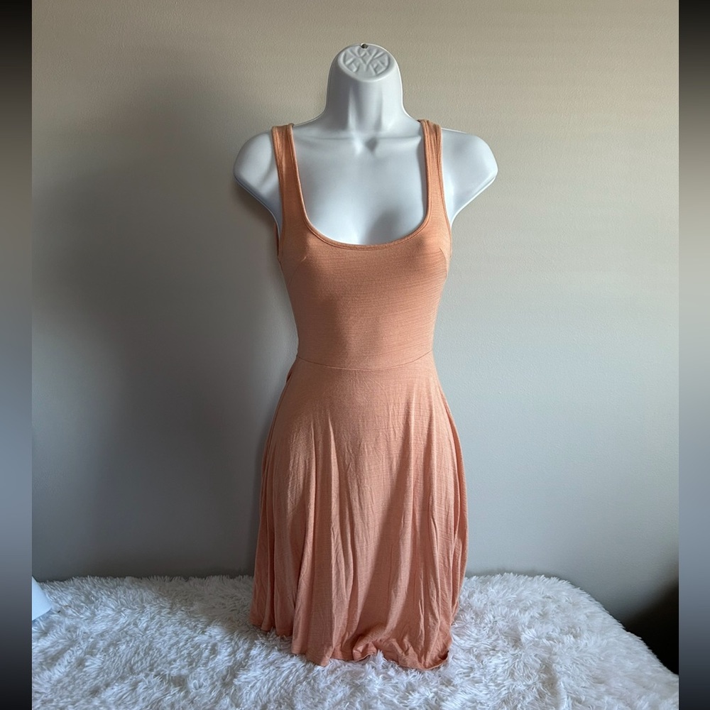 Forever 21 pastel orange midi summer dress - size smal